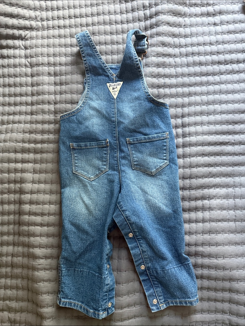 OshKosh B'gosh Light Blue Baby Denim Overalls - Picture 3 of 3
